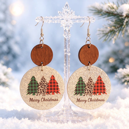 Round Sequin Multi-color Christmas Tree Earrings