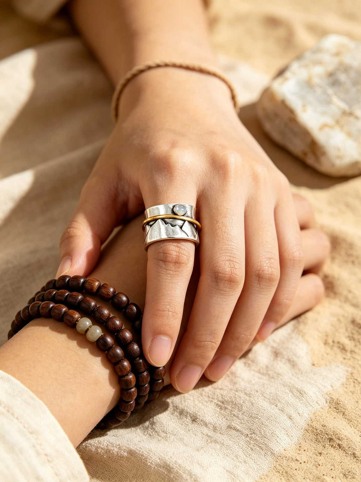 Valley Golden Circle Moonstone Ring