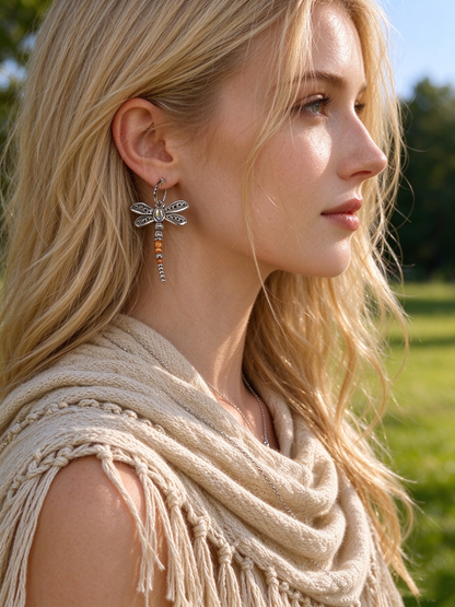 Dragonfly Moonstone Earrings