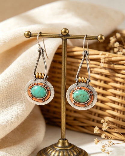 Elliptical Turquoise Double-Color Earrings
