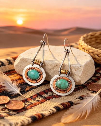 Elliptical Turquoise Double-Color Earrings