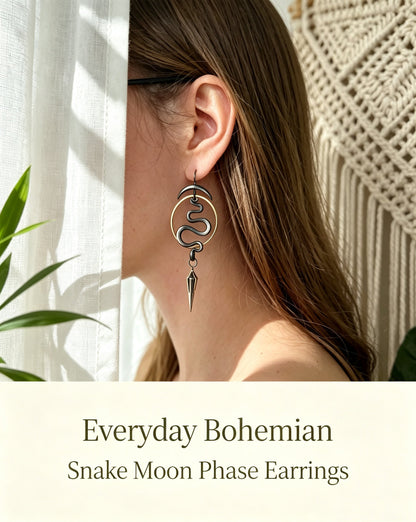 Snake-Shaped Pendant Earrings