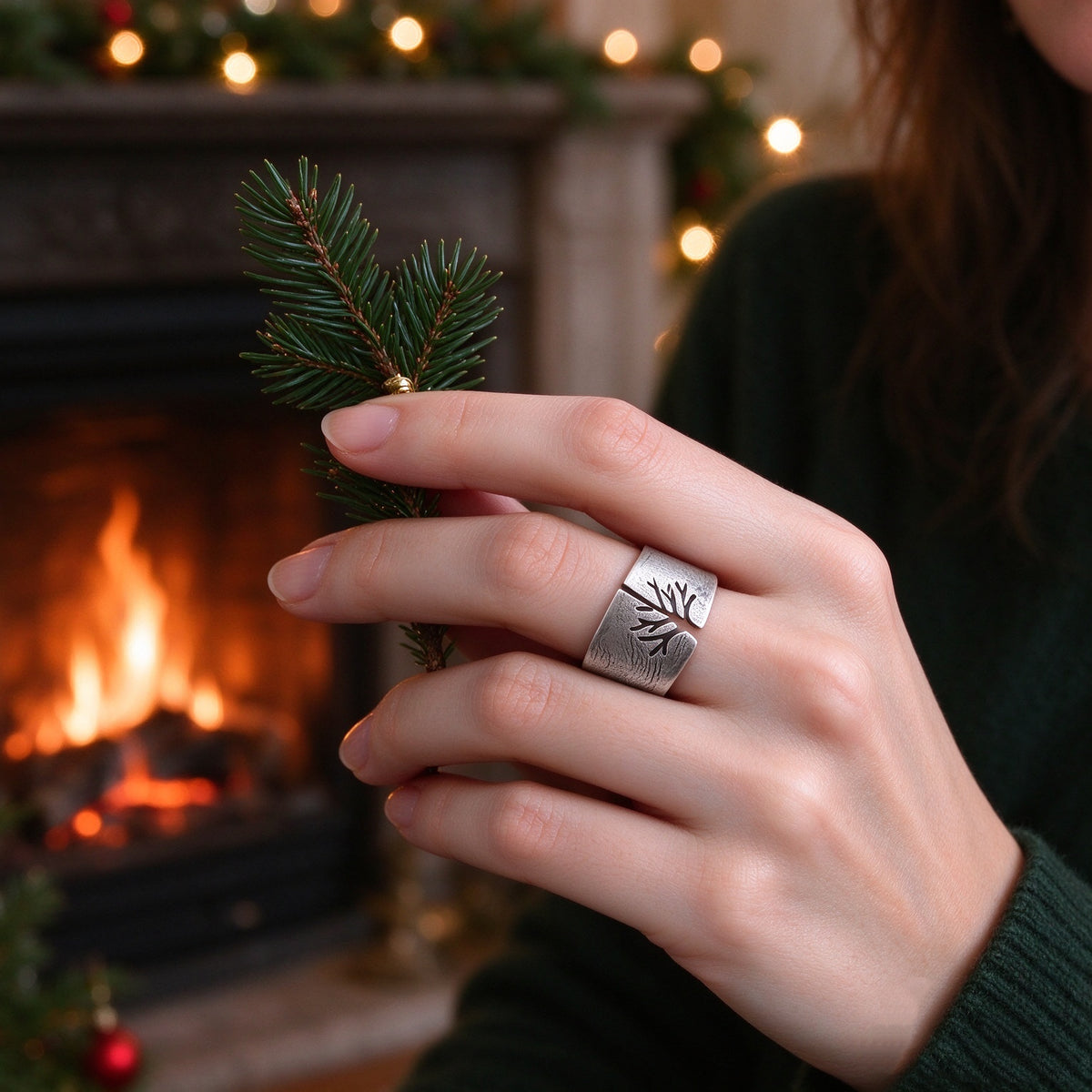 Titanium Steel Life Tree Ring