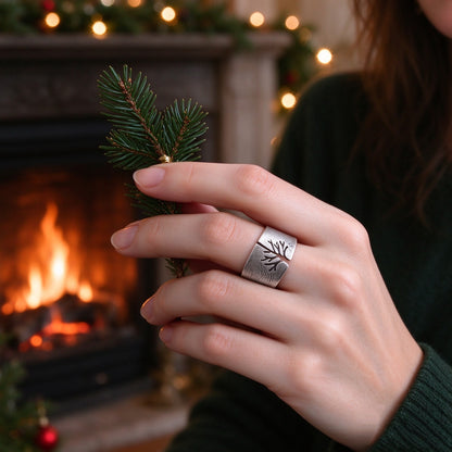 Titanium Steel Life Tree Ring