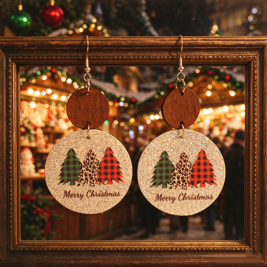 Round Sequin Multi-color Christmas Tree Earrings