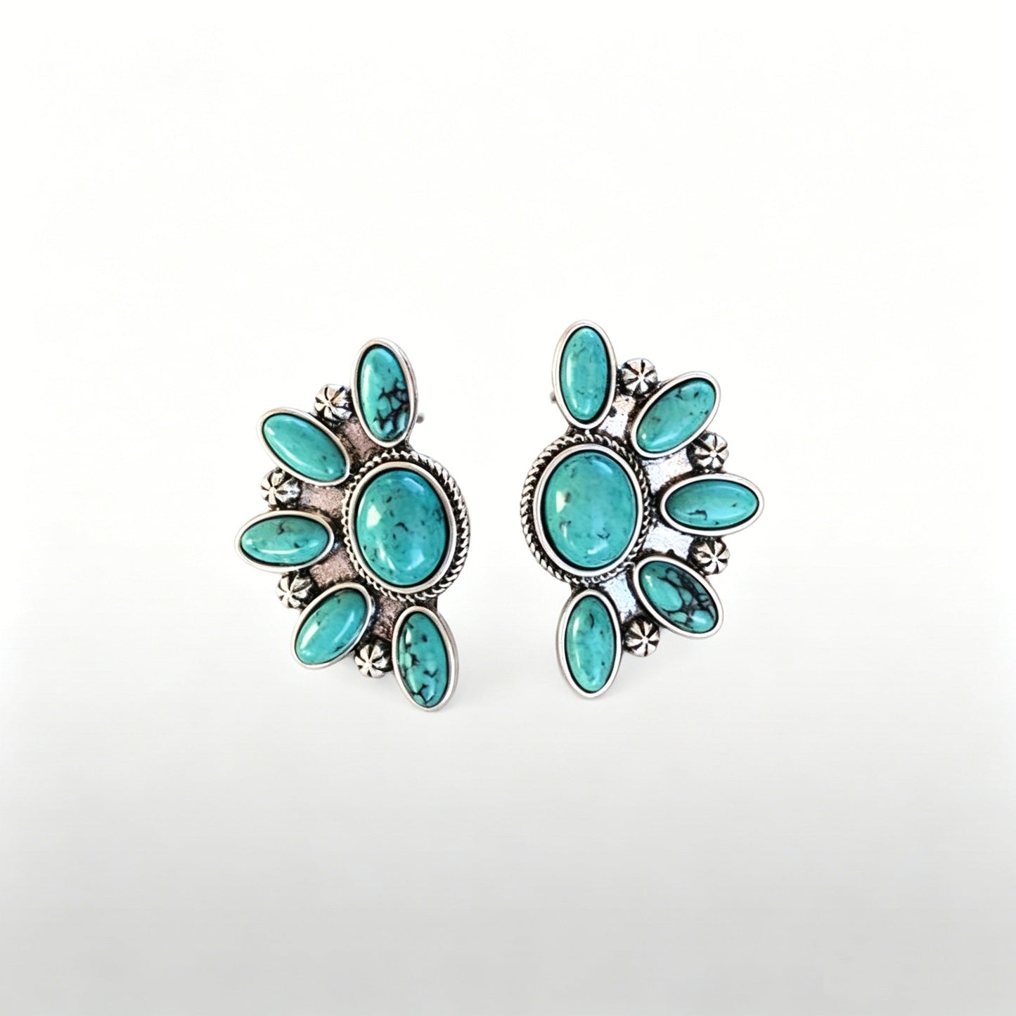 Geometric Flower Turquoise Earrings