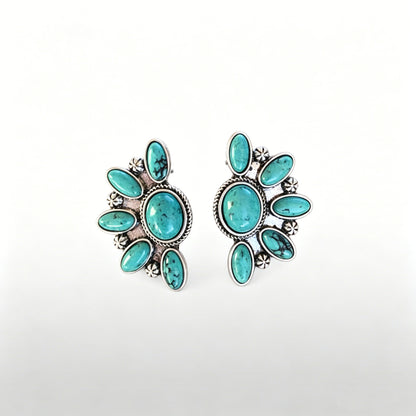 Geometric Flower Turquoise Earrings