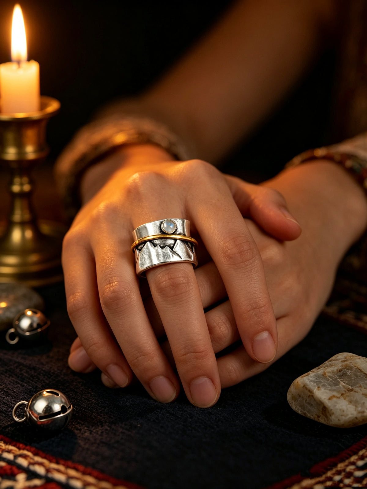 Valley Golden Circle Moonstone Ring