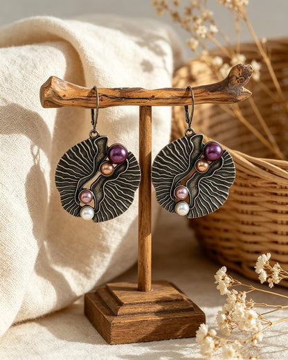 Fan-shaped Colored Pearl Earrings