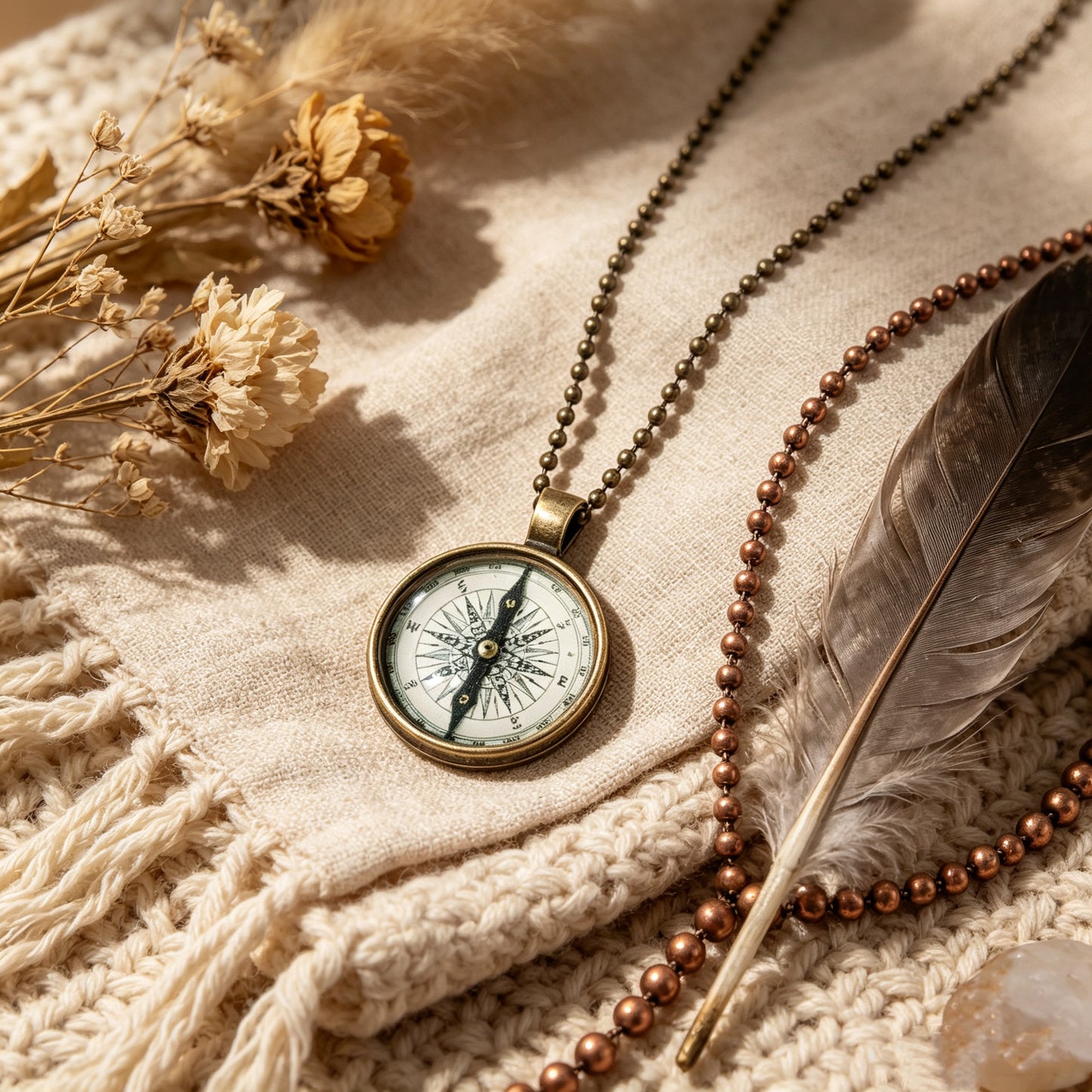 Ancient Compass Time Gem Necklace