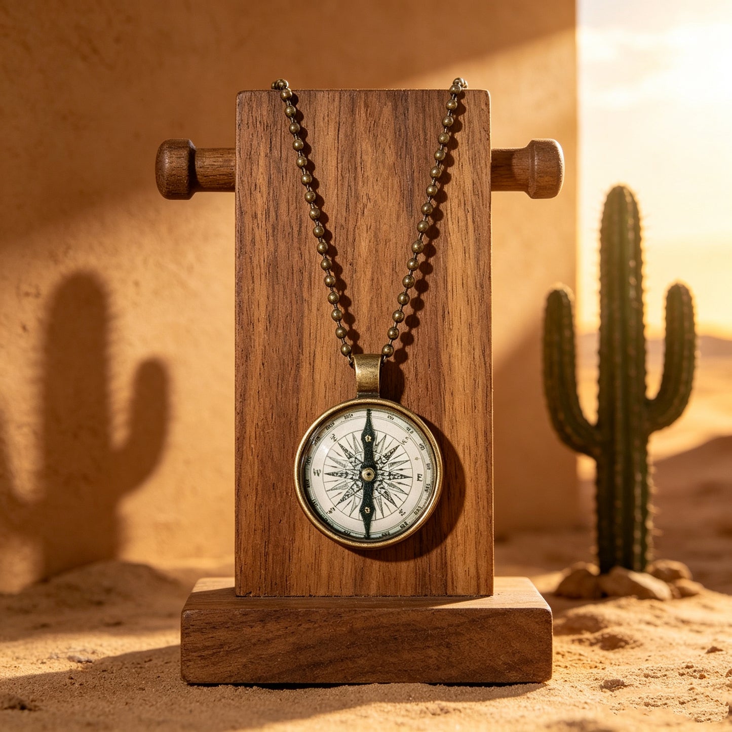 Ancient Compass Time Gem Necklace