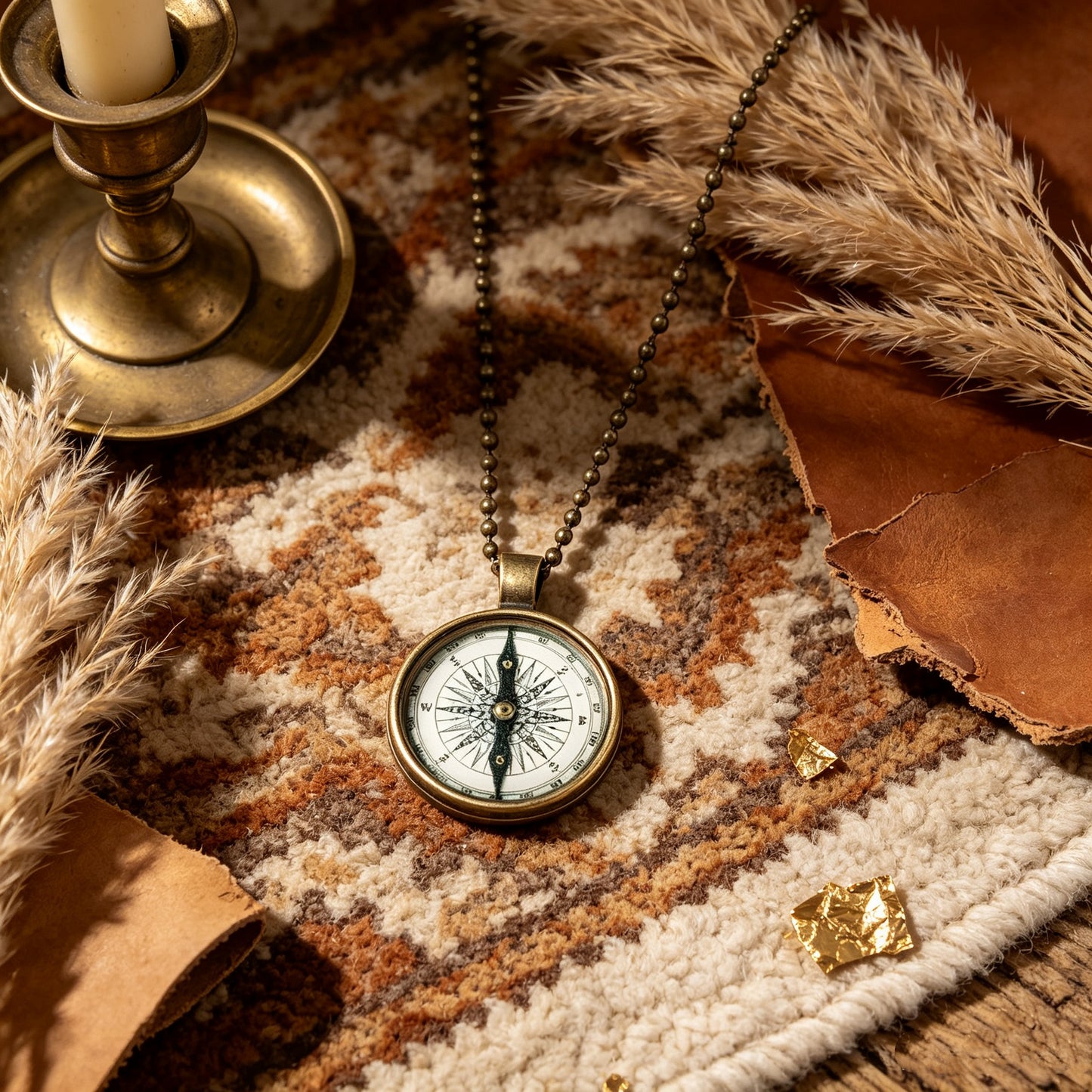 Ancient Compass Time Gem Necklace