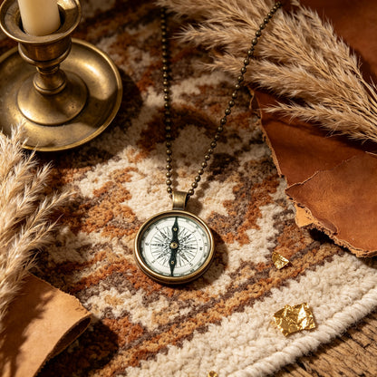Ancient Compass Time Gem Necklace