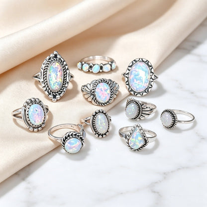 Eight-piece Australian Gemstone Ring Set