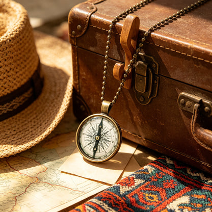 Ancient Compass Time Gem Necklace
