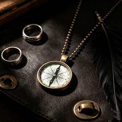 Ancient Compass Time Gem Necklace
