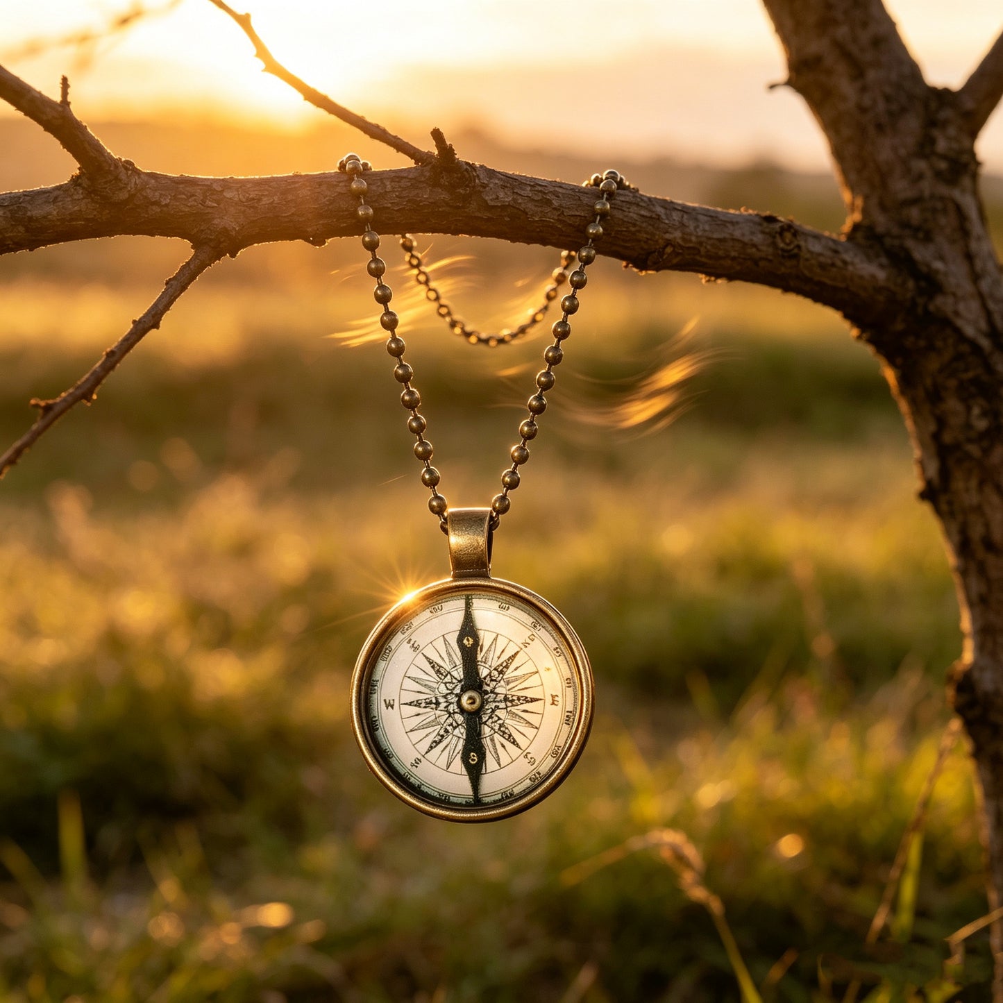 Ancient Compass Time Gem Necklace