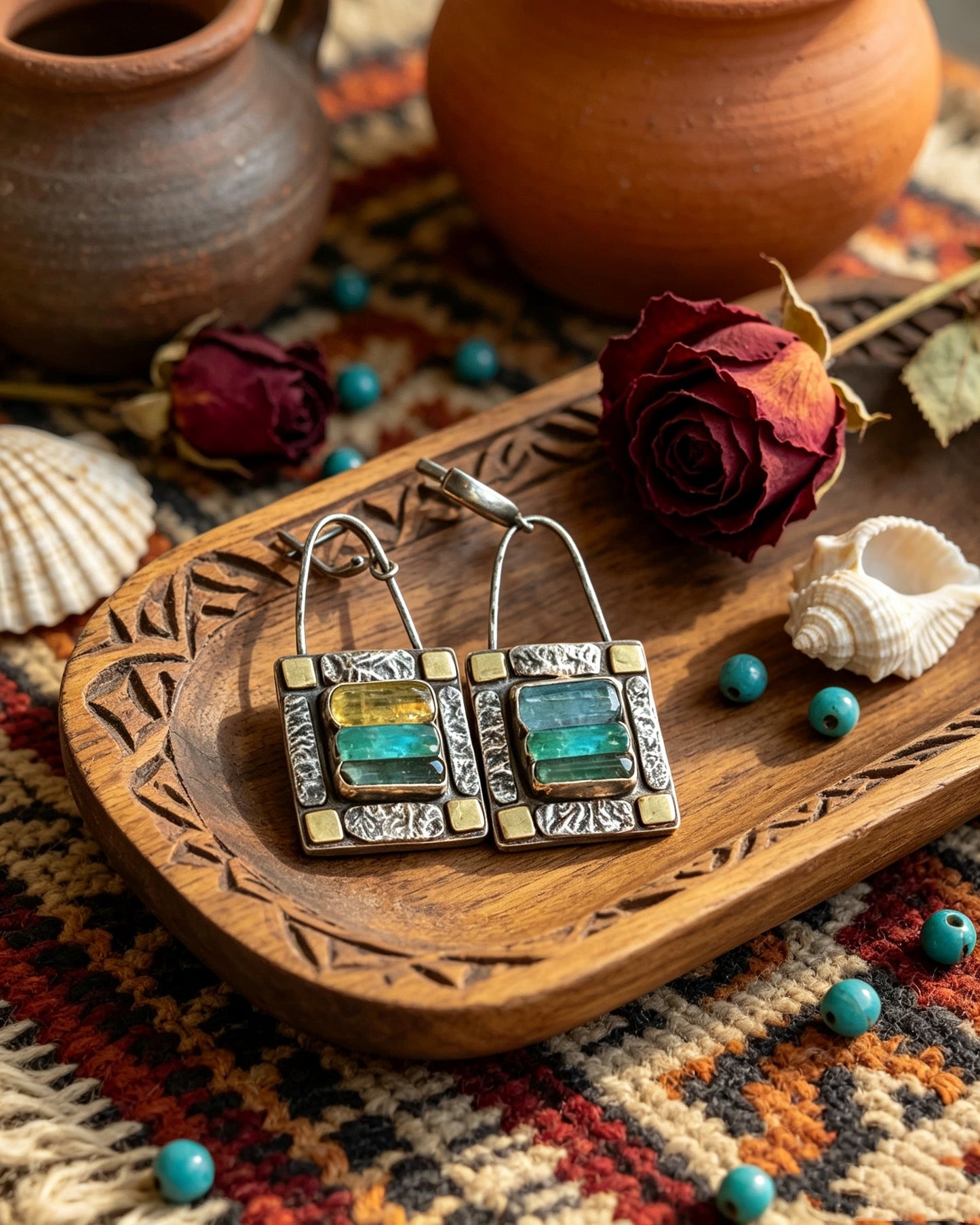 Geometric Crystal Stone Earrings