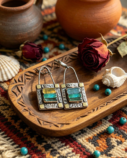 Geometric Crystal Stone Earrings