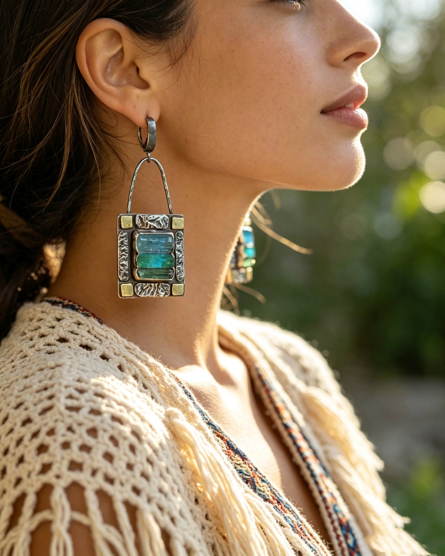 Geometric Crystal Stone Earrings