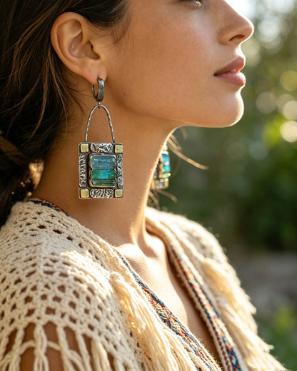 Geometric Crystal Stone Earrings