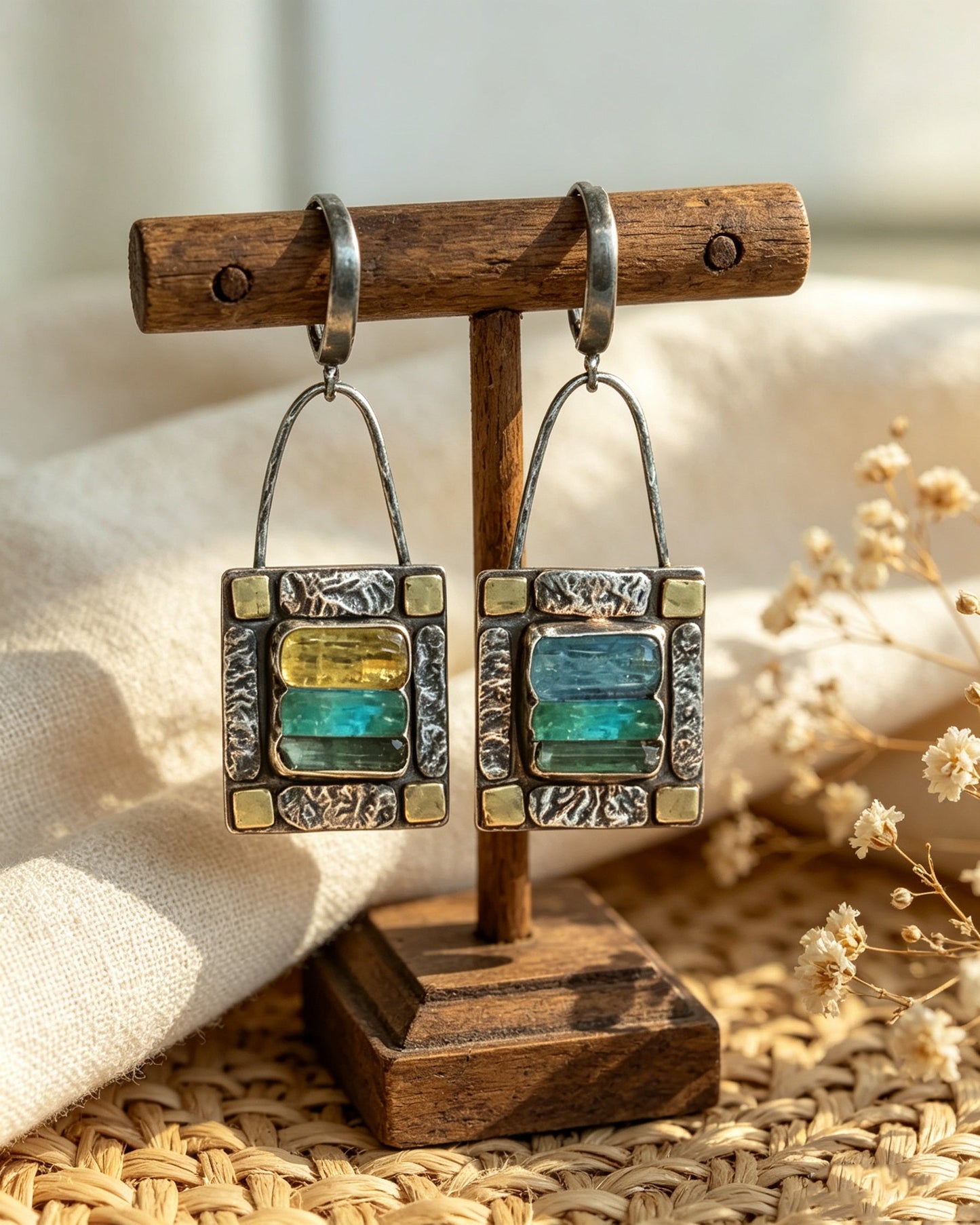 Geometric Crystal Stone Earrings