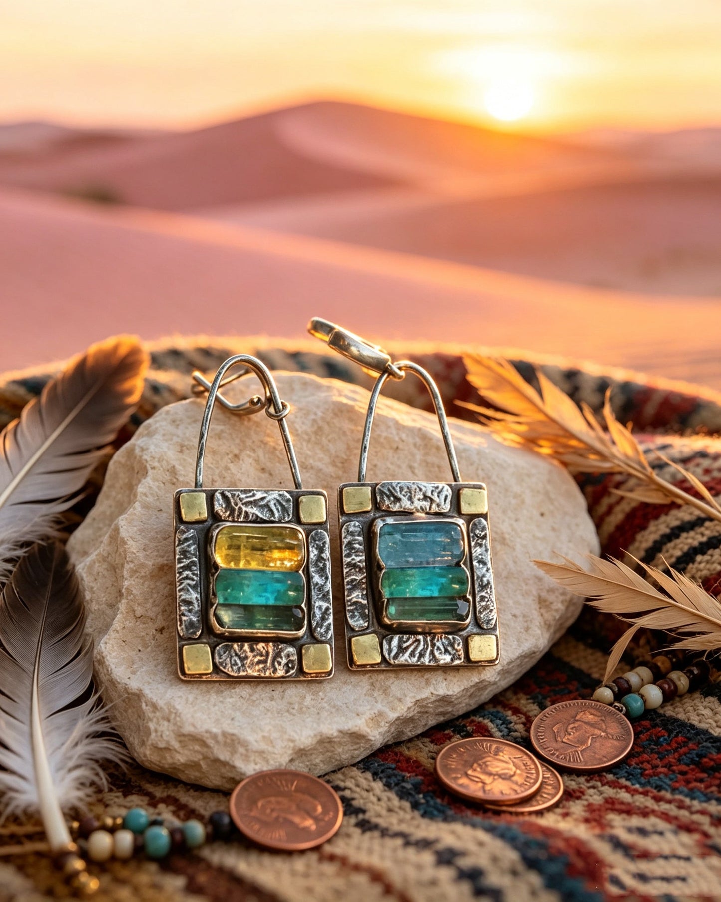 Geometric Crystal Stone Earrings