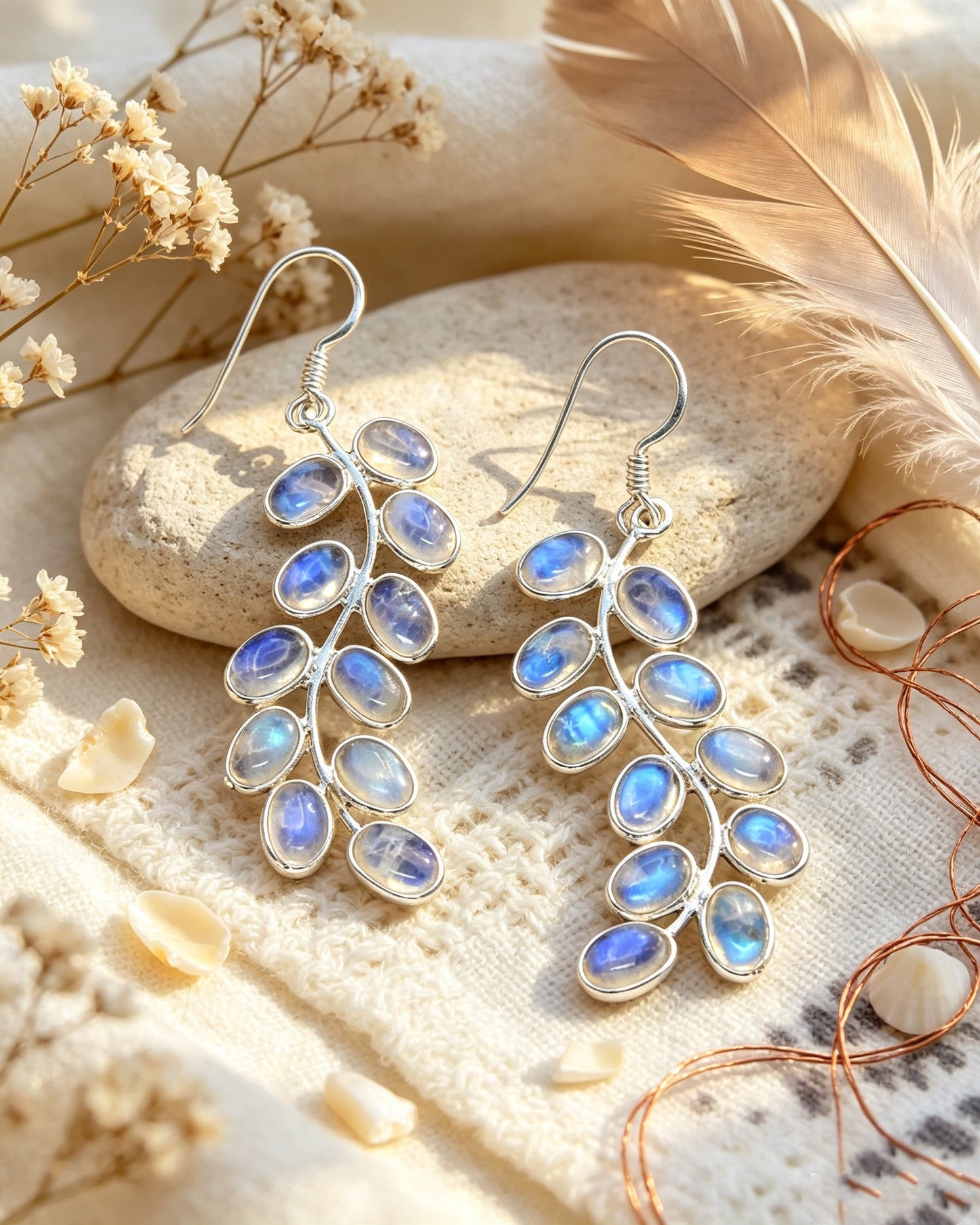 Moonstone Leaf Earrings