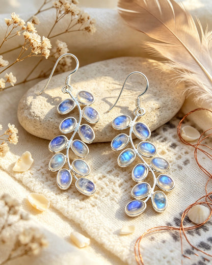 Moonstone Leaf Earrings