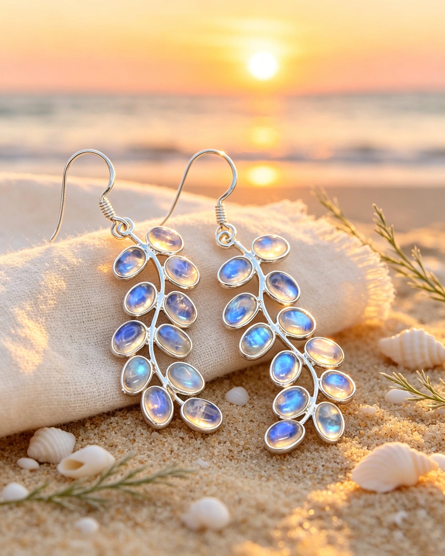 Moonstone Leaf Earrings
