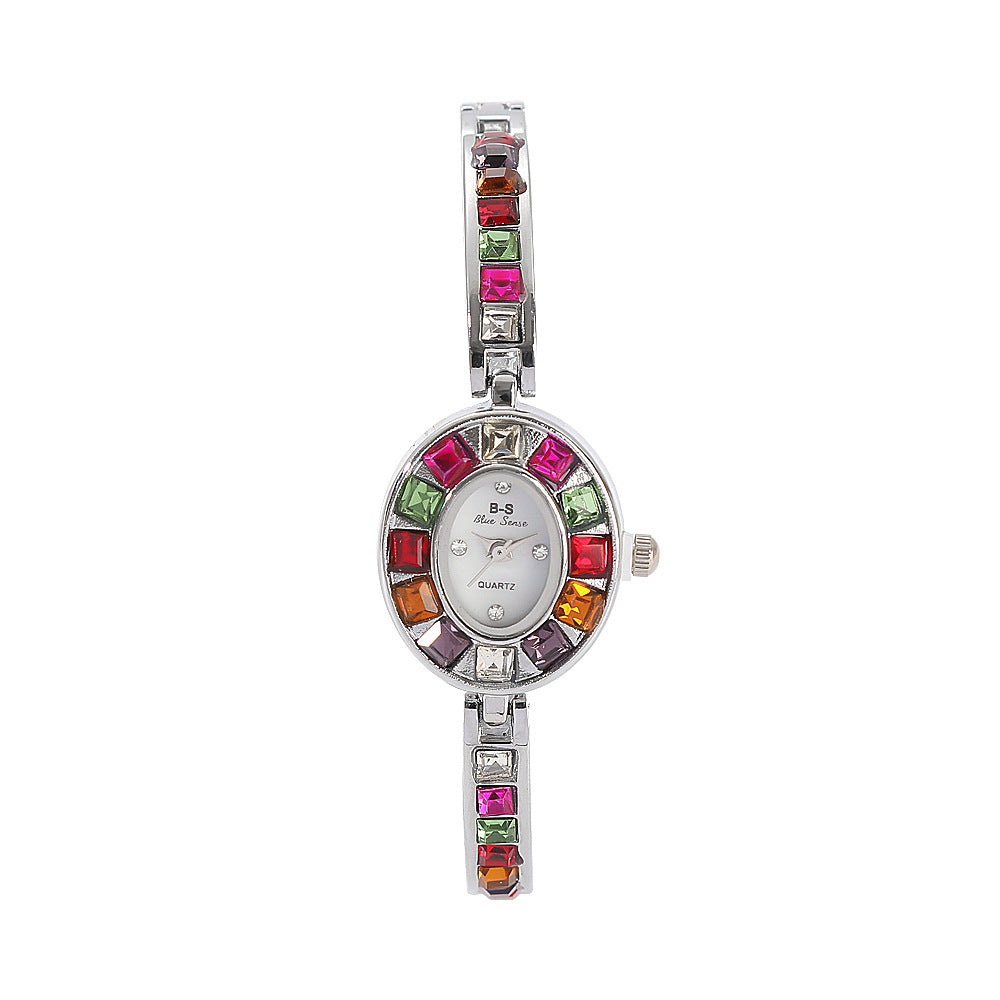Colored Gemstone Inlaid Watch