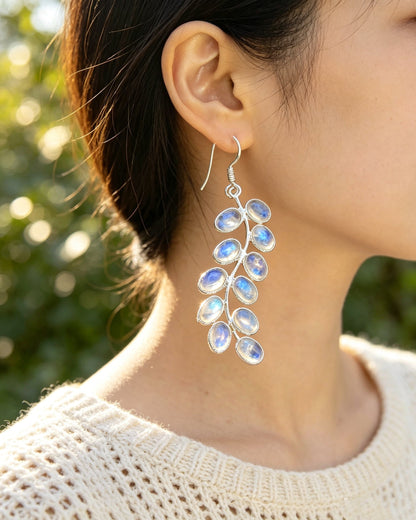 Moonstone Leaf Earrings