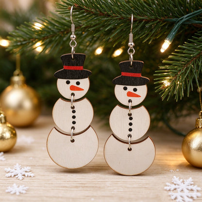 Winter Cartoon Snowman Multi-layered Assembled Earrings