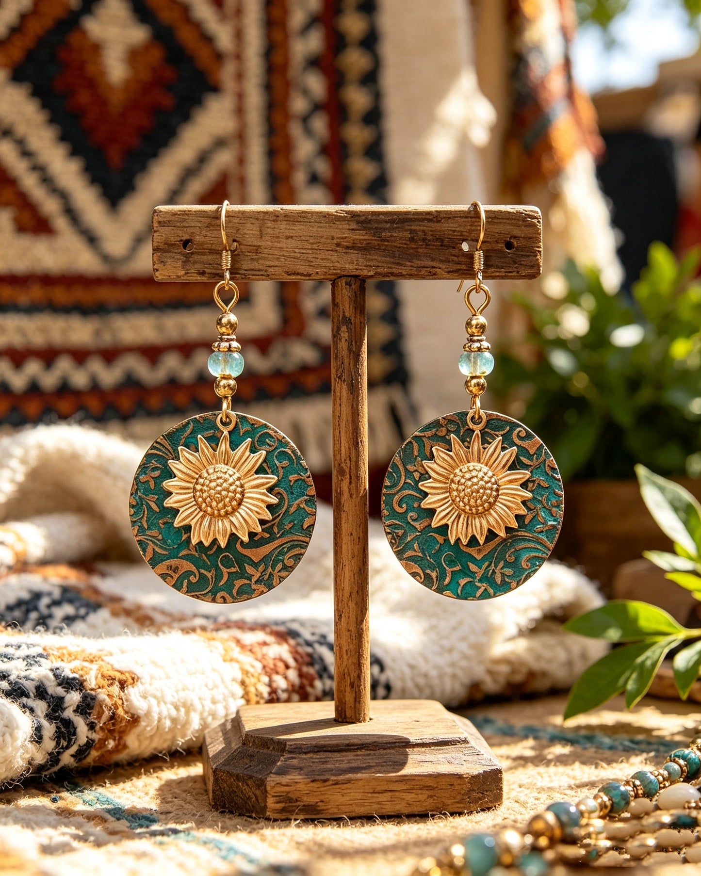 Bohemian Double-Layer Sunflower Earrings