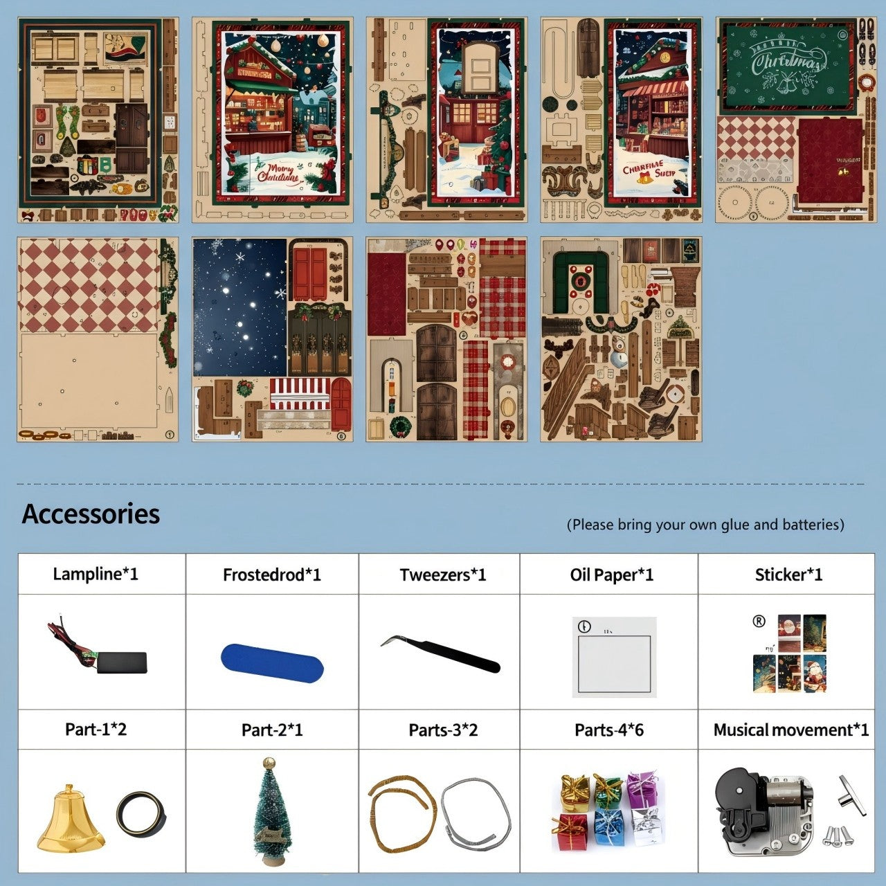 Christmas DIY Book Nook Kit | Wooden Miniature House Puzzle for Adults