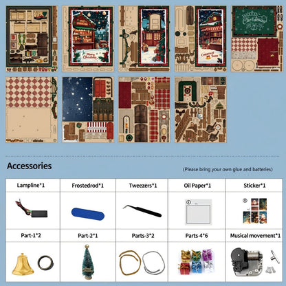 Christmas DIY Book Nook Kit | Wooden Miniature House Puzzle for Adults