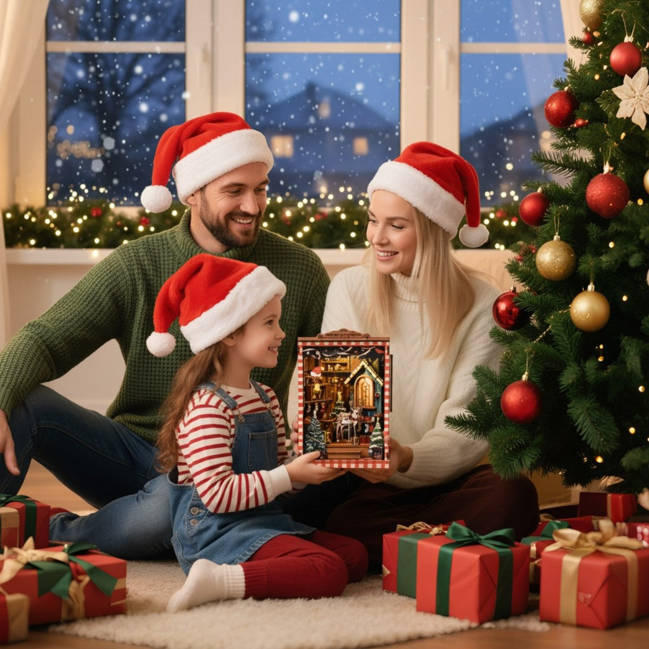 Christmas DIY Book Nook Kit | Wooden Miniature House Puzzle for Adults