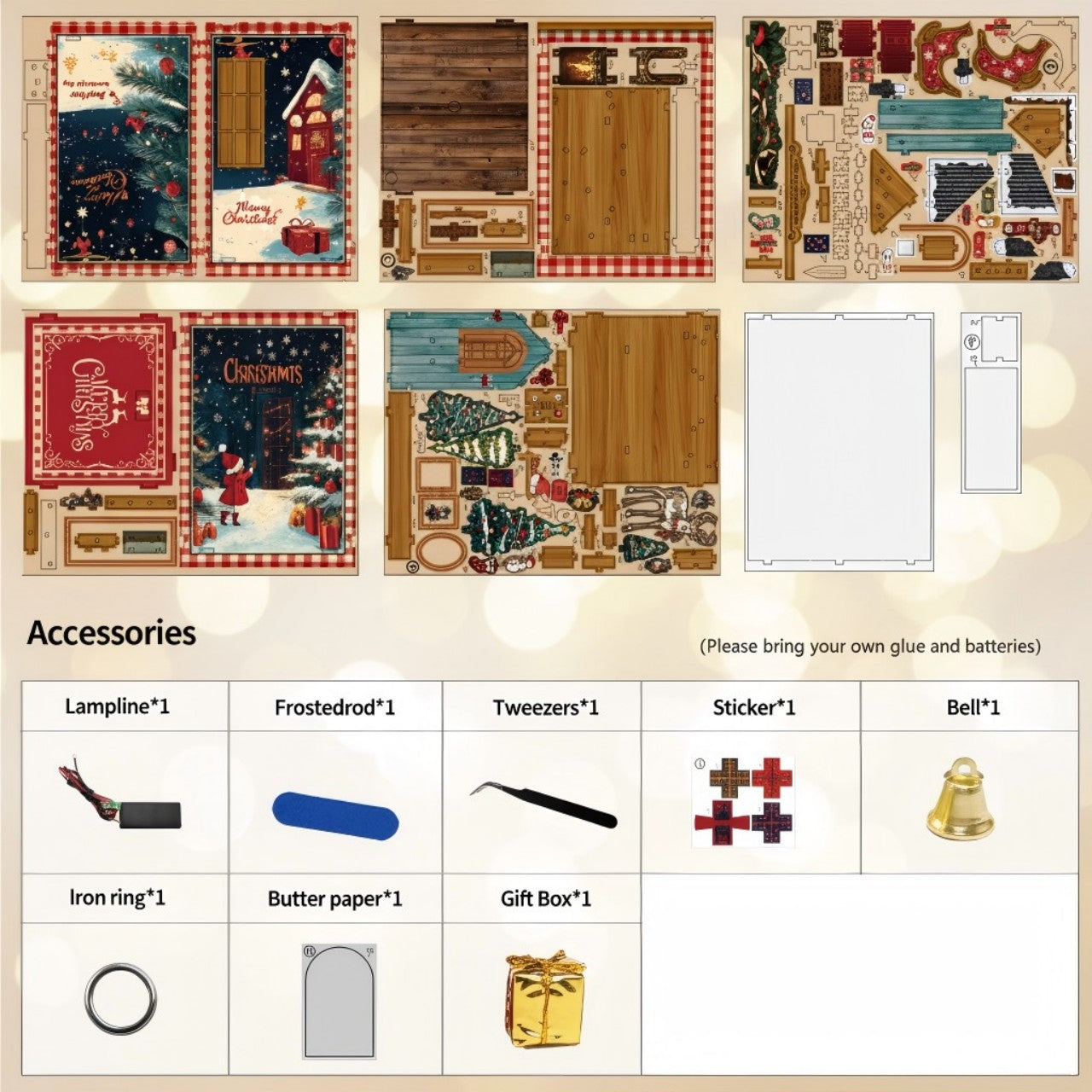 Christmas DIY Book Nook Kit | Wooden Miniature House Puzzle for Adults