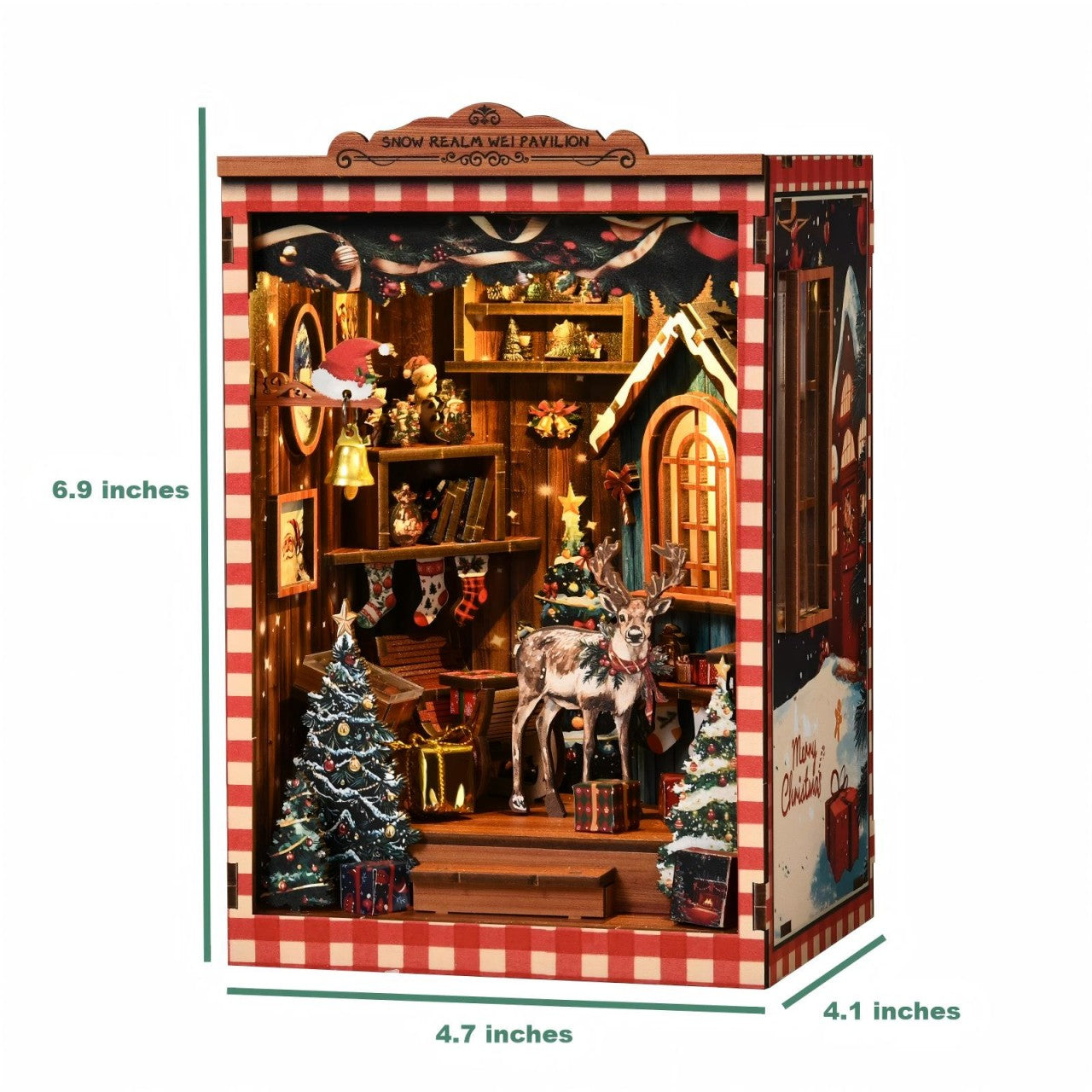 Christmas DIY Book Nook Kit | Wooden Miniature House Puzzle for Adults