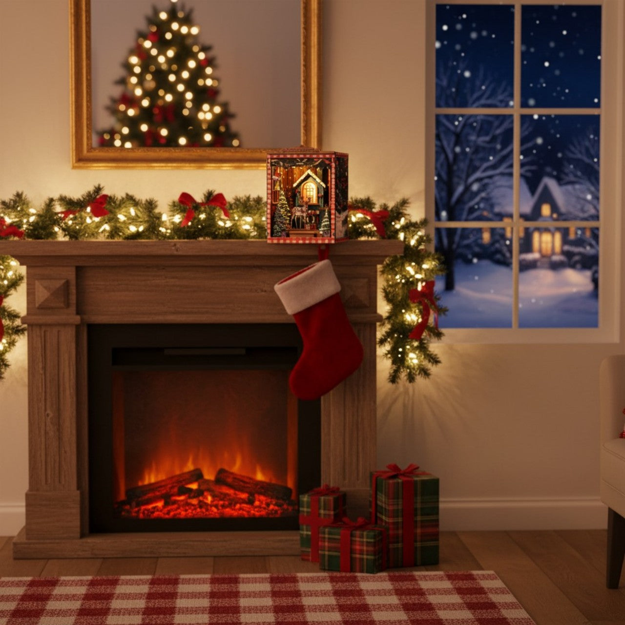 Christmas DIY Book Nook Kit | Wooden Miniature House Puzzle for Adults