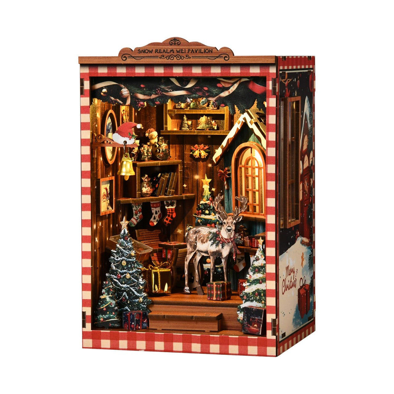 Christmas DIY Book Nook Kit | Wooden Miniature House Puzzle for Adults