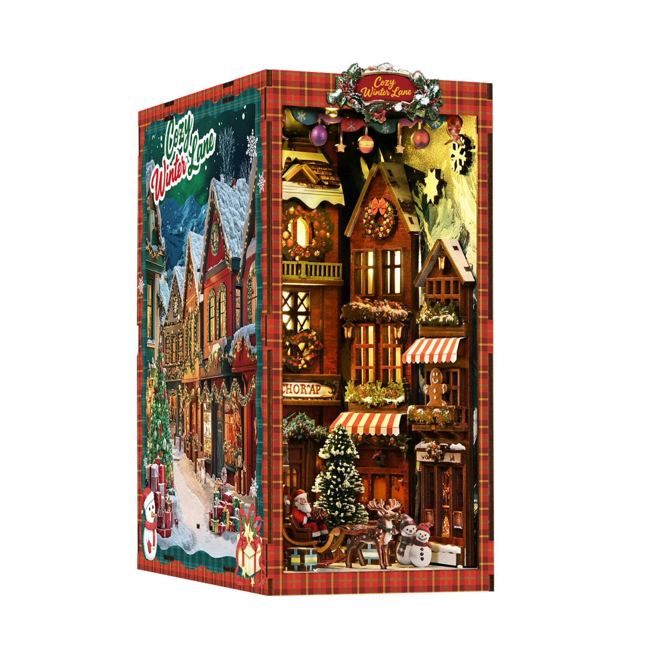 Christmas DIY Book Nook Kit | Wooden Miniature House Puzzle for Adults