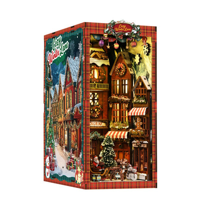 Christmas DIY Book Nook Kit | Wooden Miniature House Puzzle for Adults