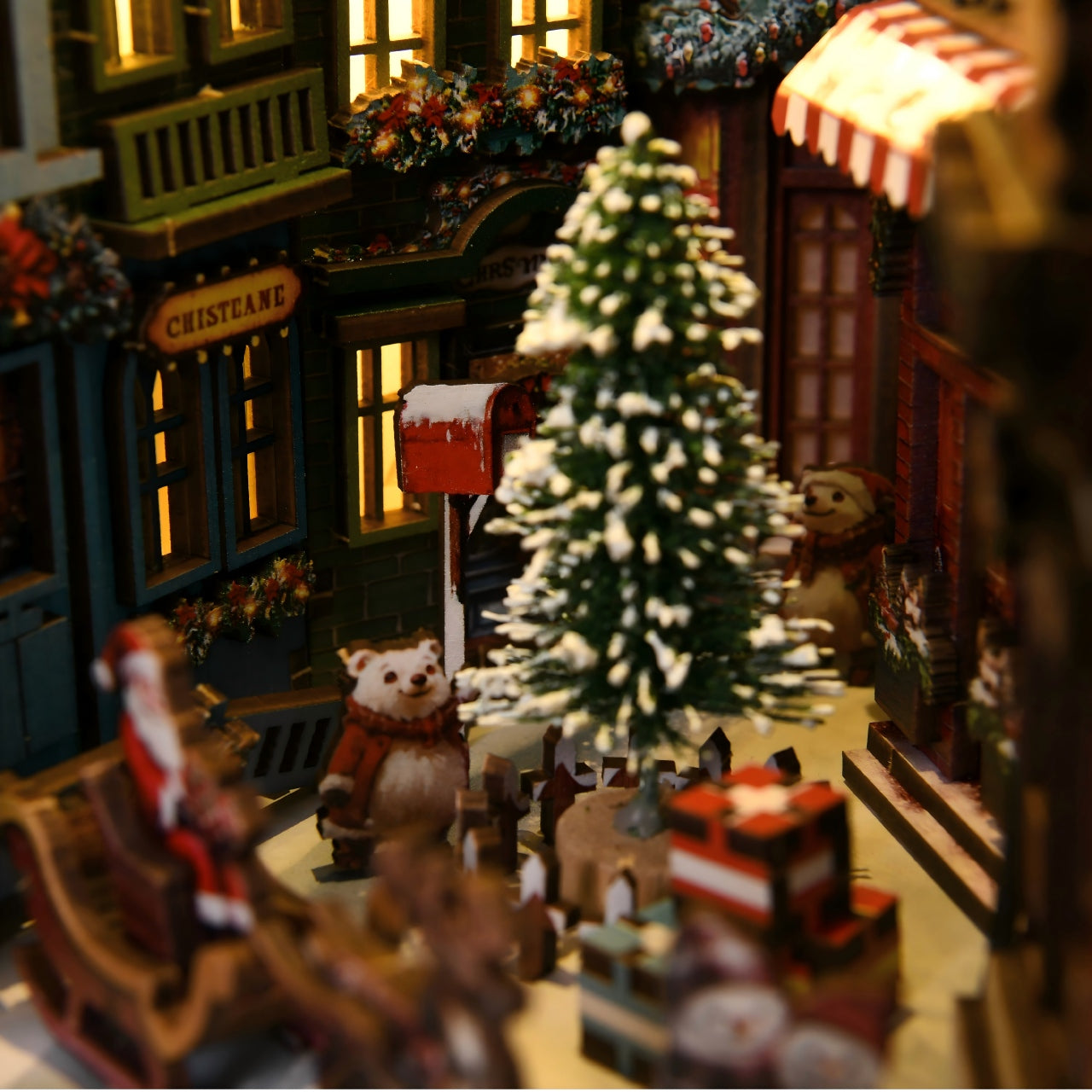 Christmas DIY Book Nook Kit | Wooden Miniature House Puzzle for Adults