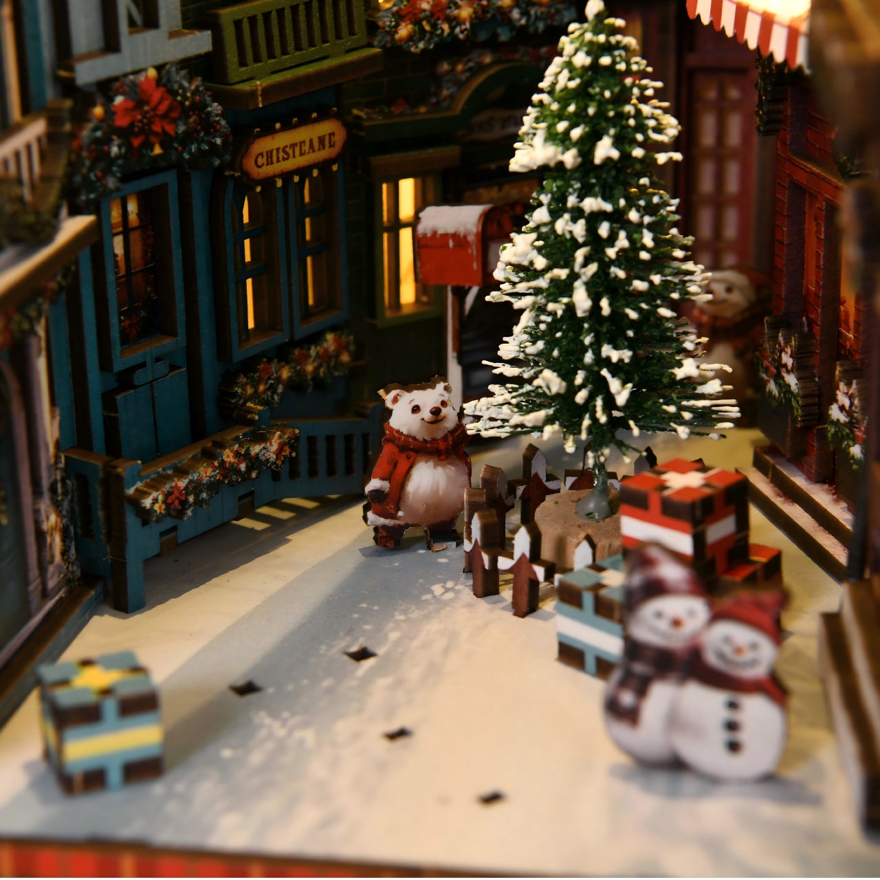 Christmas DIY Book Nook Kit | Wooden Miniature House Puzzle for Adults