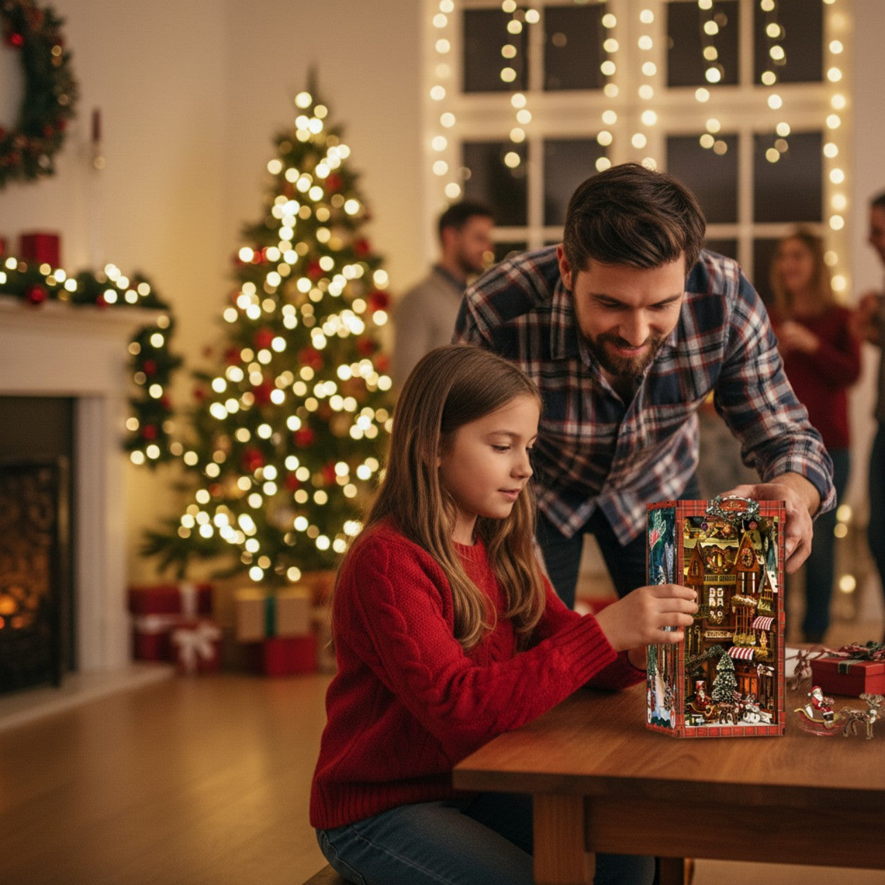 Christmas DIY Book Nook Kit | Wooden Miniature House Puzzle for Adults