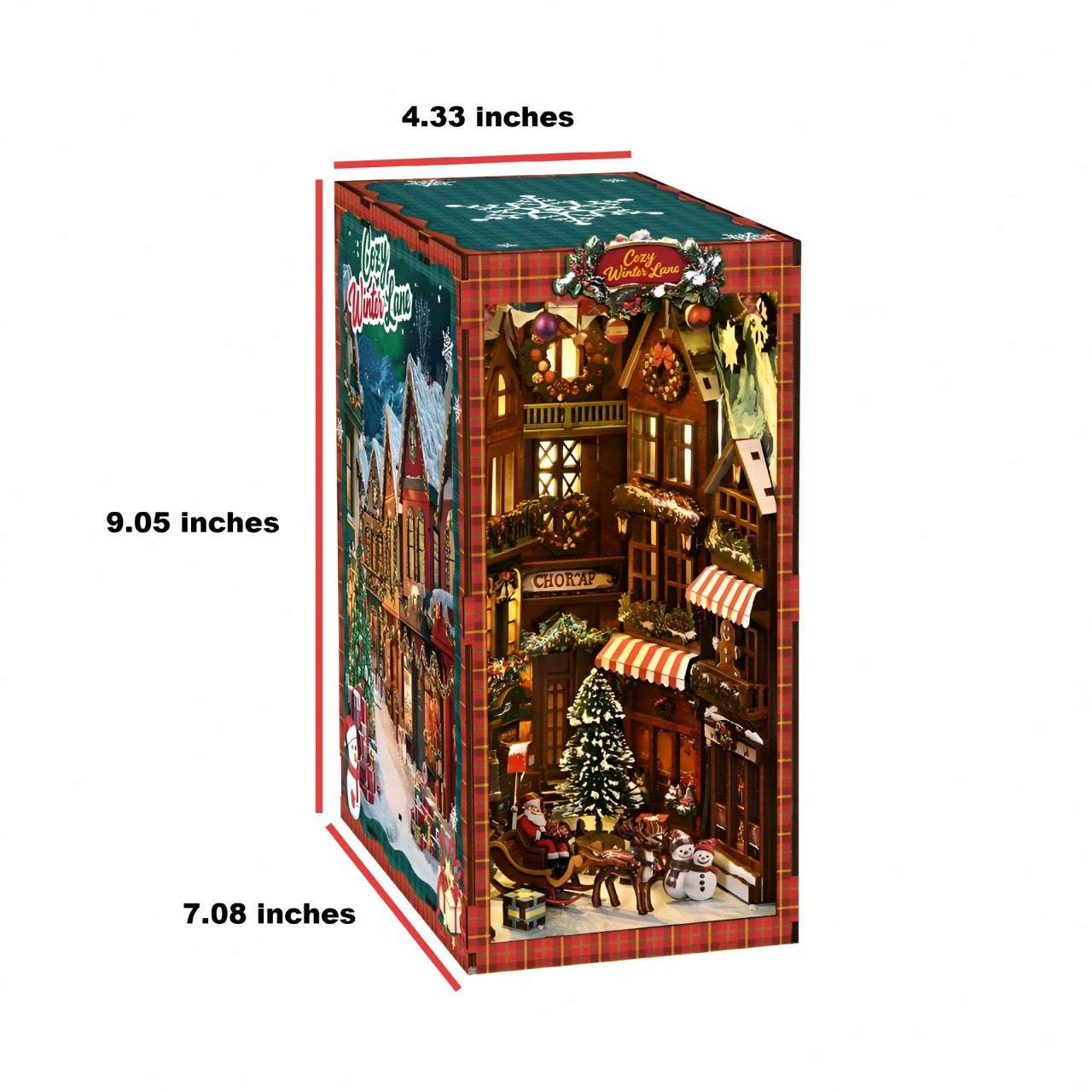 Christmas DIY Book Nook Kit | Wooden Miniature House Puzzle for Adults