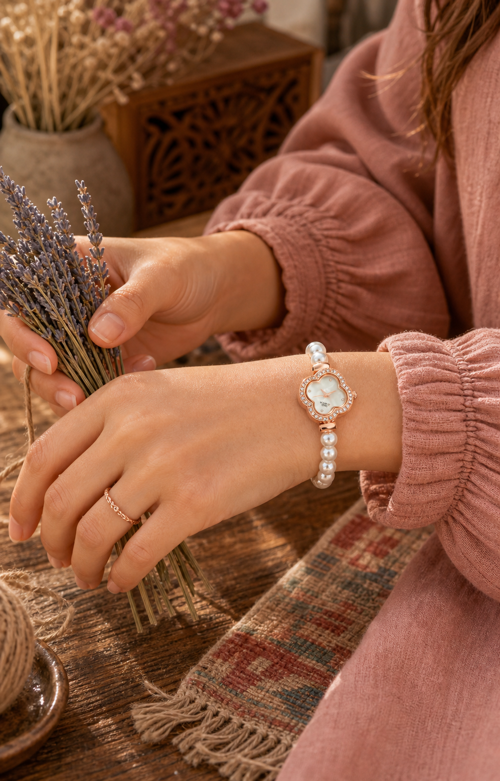 Pearl Set with Diamonds Bracelet Watch