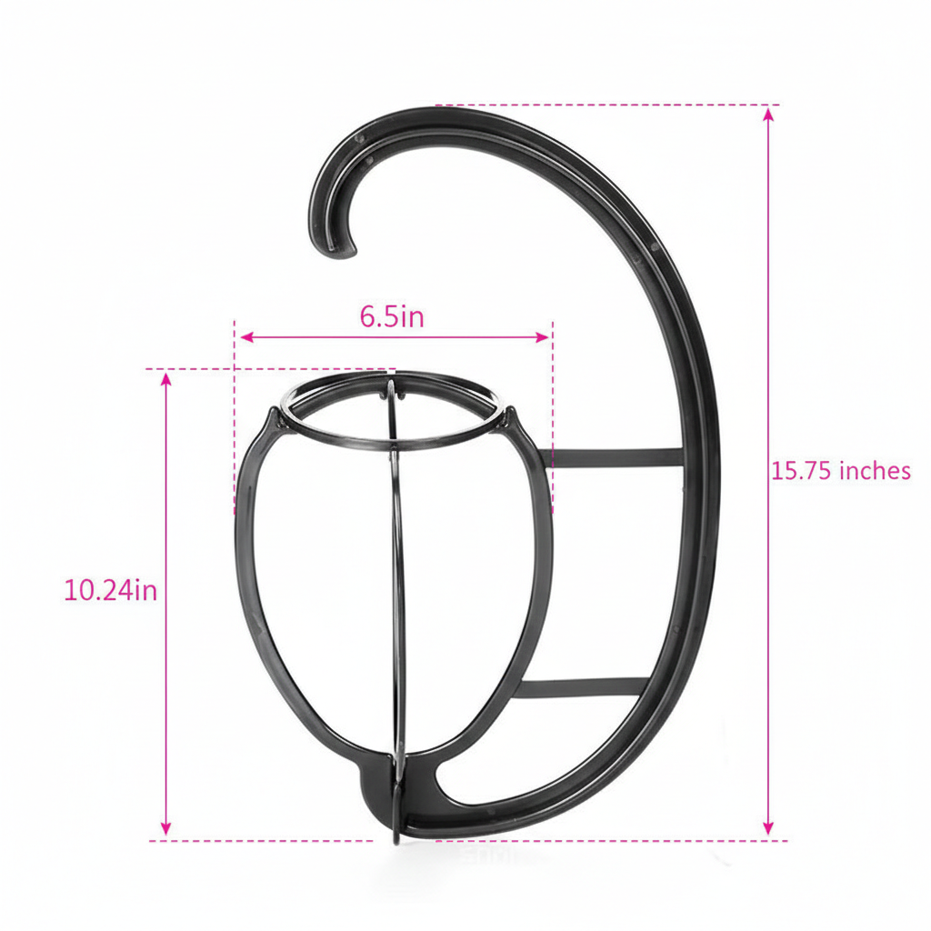 CHIESMA 3-Pack Hanging Wig Stand – Portable Collapsible Wig Hanger for Styling & Drying (Black)