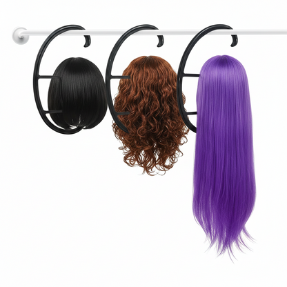 CHIESMA 3-Pack Hanging Wig Stand – Portable Collapsible Wig Hanger for Styling & Drying (Black)